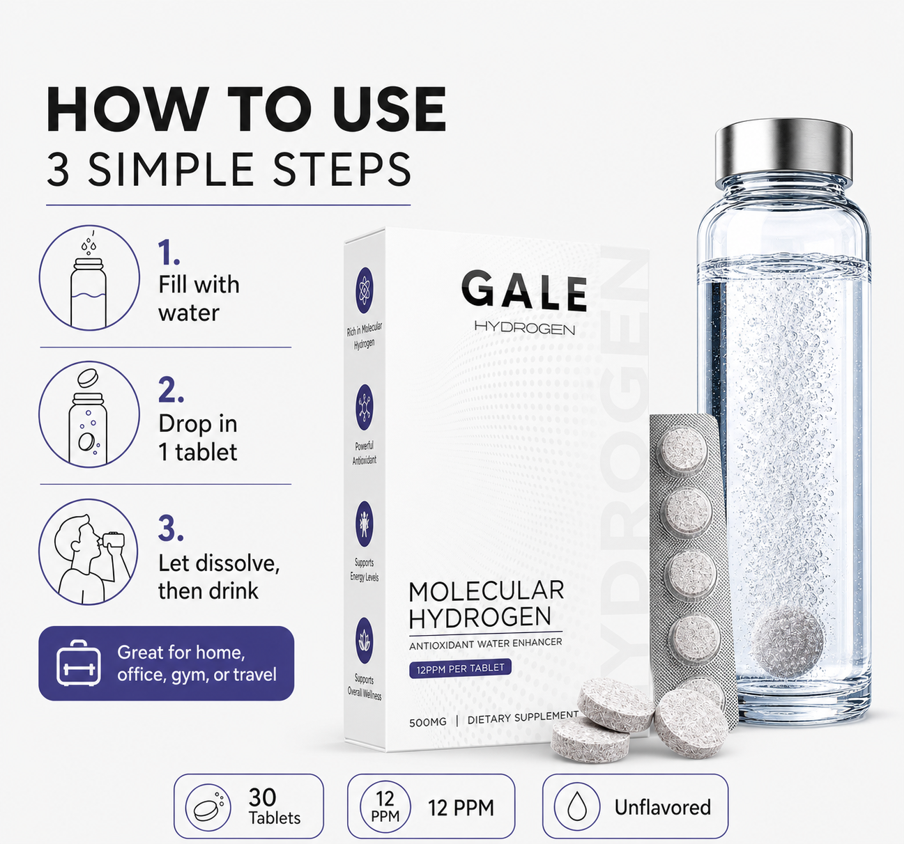 Gale Hydrogen Water Tablets 12ppm